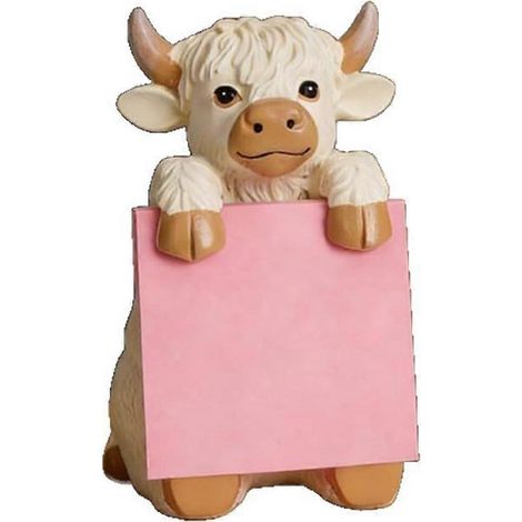 Pop-up-Haftnotizspender in Form einer Hochlandkuh, 3x3 Haftnotizhalter, 100 Blatt, aus Kunstharz, niedlich, handgefertigt, weiße Schreibtischdekoration (1/5)