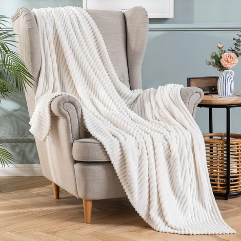 Couverture Plaid Flanelle Velours Canapé Chambre Sofa Peut Ëtre Utilisé dans 4 Saisons 1 Pièce Douce Fourrure Polaire Douce et Chaude Voilage Bébé 150X200CM Beige