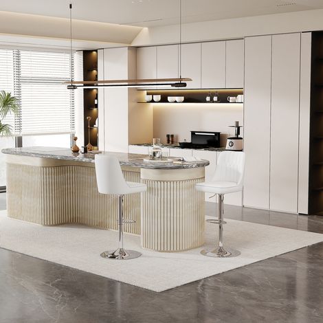 Barhocker 2er-Set höhenverstellbar drehbar PU-Leder OKMYHOME (1/5)