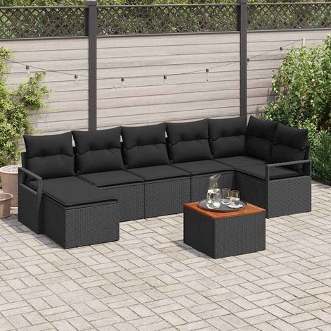 vidaXL Gartensofa-set mit Speicher 8 pcs Schwarz Poly-Rattan (1/5)