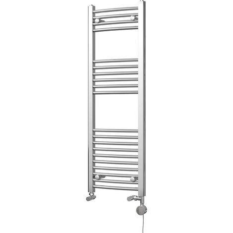 Zennor - Chrome Dual Fuel Towel Rail H1200mm x W400mm Thermostatic - Curved (1/3)