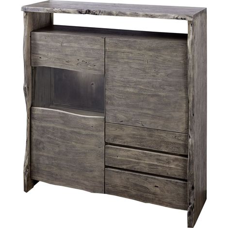PURE ACACIA 903 Credenza in legno di acacia - laccato / grigio 131x45x147