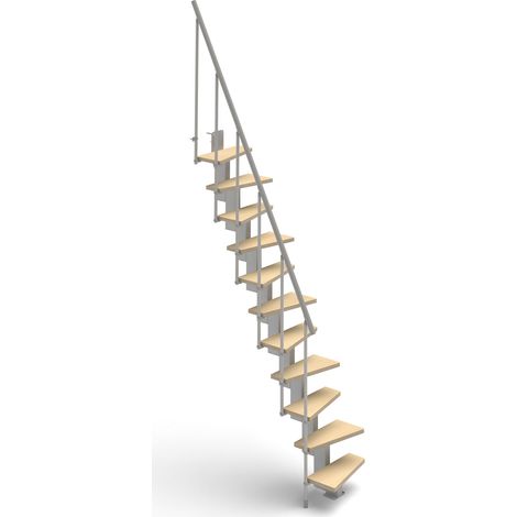 Misterstep – Escalier droit 11 marches – Largeur 60 cm – Rampe avec colonnes verticales – Main courante en plastique – Couleur bois naturel 12
