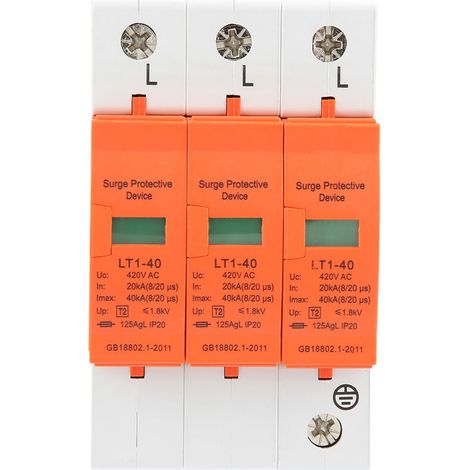 Dispositif de protection contre les surtensions et les basses tensions triphasé 20 kA-40 kA 420 V CA pour applications domestiques (1/5)