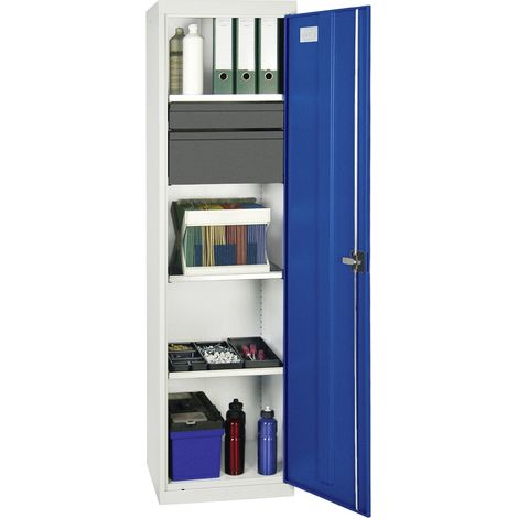 Stumpf Armoire à outils et matériaux série 3000 gris clair / bleu gentiane + 1 tiroir 100 mm + 1 tiroir 200 mm + 3 étagères coulissantes - 3005774