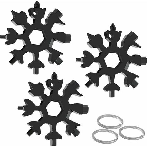 Outil Multifonction Flocon de Neige 18-En-1, Clé à Flocon de Neige En Acier Inoxydable, Clé Tournevis Ouvre-Bouteille Clé Allen, (Noir ) 3 Pcs sunflower (1/2)