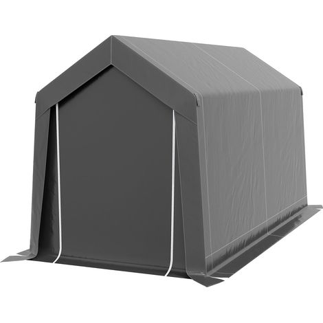 Carpa de Garaje, Carpa de Almacenamiento de 2,1 x 3,6 x 2,35 m con protección UV, Puerta con Cremallera, Lámina Impermeable para Garaje para Motocicletas, Herramientas de jardín, Gris Oscuro