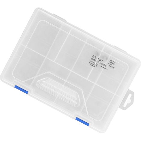Boîte de rangement à 2 couches et 8 compartiments 1221, boîte de rangement transparente en plastique PP pour composants électroniques, boîte de séparation pour pièces. (1/5)