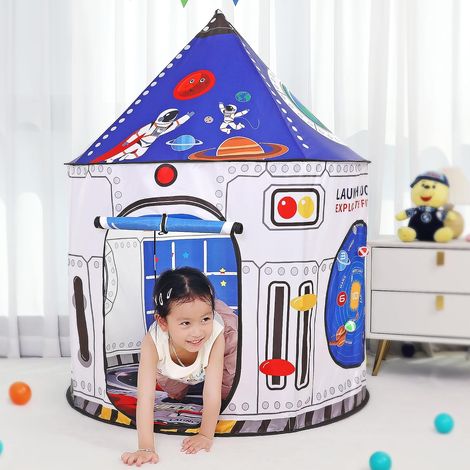 kids tent indoor outdoor space spaceship pop up play tent boys girls (1/5)