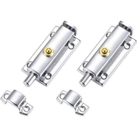 Verrou Porte en Acier Inox Loquets de Loquet de Verrouillage Automatique Verrou Bouton pour Intérieur Porte Placard Fenêtre Chambre 2 pièces Ternel (1/5)