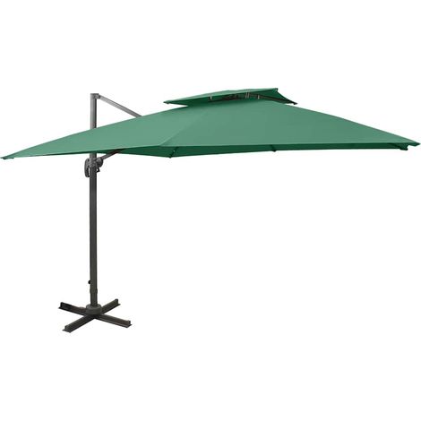 vidaXL Sombrilla jardín voladiza con cubierta doble verde 300x300 cm (1/5)
