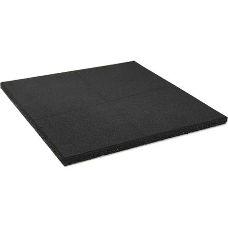 JARDIN202 - Loseta de caucho Maciza Negra Loseta para gimnasio de alto impacto 1x1 metros 20 mm (Con Cruceta)