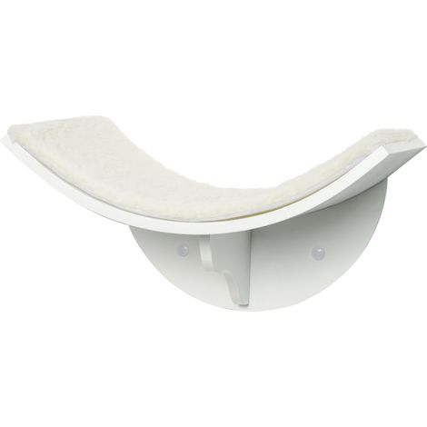 Étagère murale pour chat surface douce confortable support 10 kg 41 x 28 x 21 cm blanche (1/5)