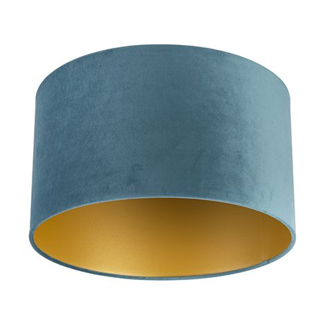 QAZQA cilinder velours - Abatjour - Ø 350 mm - Bleu - (1/5)