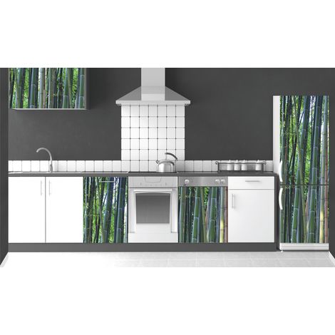 Sticker mural décoratif Forêt de Bambou, 59,5 cm X 180 cm, Photo pour décorer Réfrigérateur, Attirer le regard. (1/2)