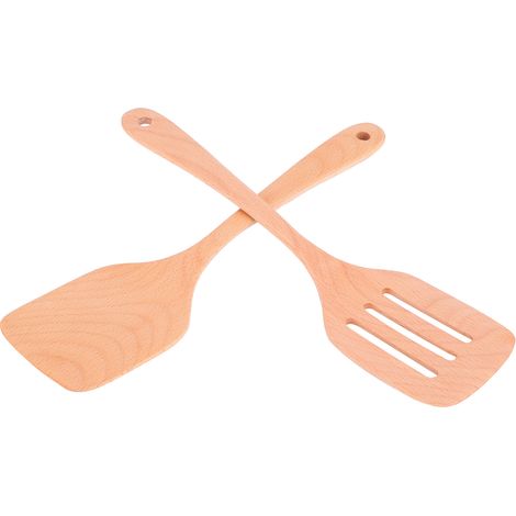 Ensemble de 2 spatules en bois écologiques, antiadhésives et résistantes aux hautes températures pour la maison (1/5)