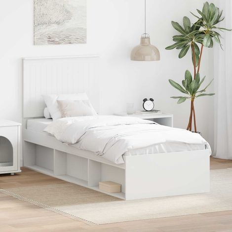Cadre de lit-Structure de lit Blanc 75 x 190 cm Bois de pin massif 725138 (1/5)