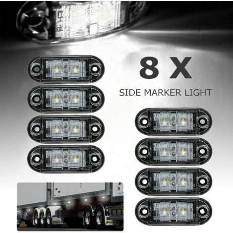 Green Mobility-8pcs Indicateurs LED Latérales Feux de Gabarit Position d'éclairage Avant Arrière Côté Lampe 12 V 24 V Universel pour Remorque Camion caravane van Bus Tracteur, Blanc, 12v (1/5)