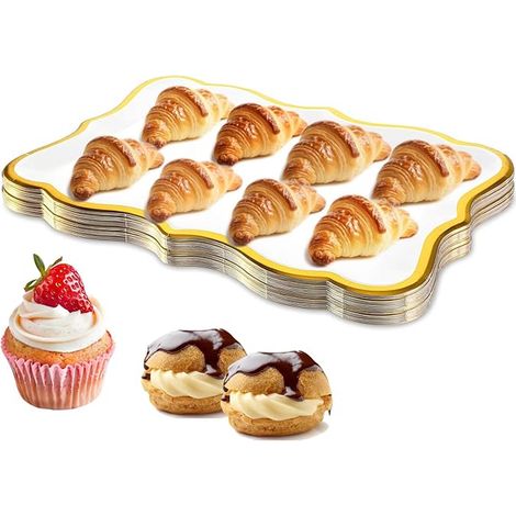 Plateau en Carton pour buffet Plat de Service Rectangulaire 33X23cm Plats Buffet Présentations Gateau Cake Tarte (1/4)