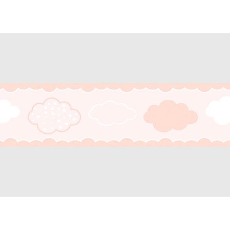Frise auto-collante au fond rose avec des nuages rose