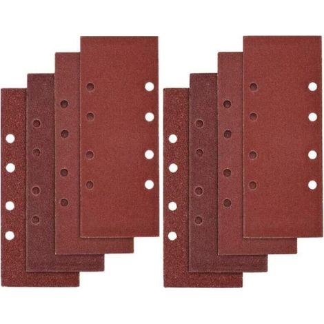 40 PCS Papier de Verre, 93 x 185mm Feuilles Abrasives pour Ponceuse Vibrante 8 Trous Assorted P40, P60, P80, P100 Grit