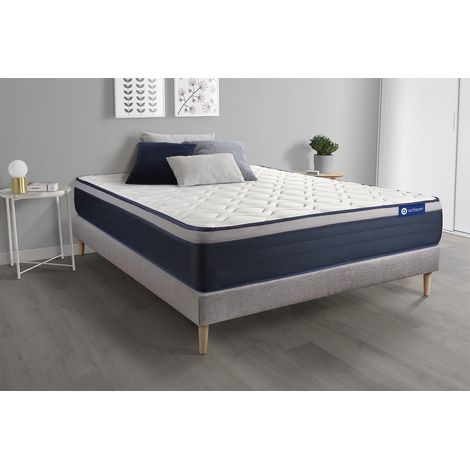 Ensemble matelas Mémoire de forme ACTIMEMO MAX 90x190 cm Maxi épaisseur 7zones de confort + sommier KIT gris