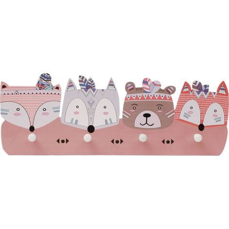 Patère murale chambre enfant avec 4 crochets, support mural décoratif pour vêtements, serviettes et accessoires, design enfantin (1/3)