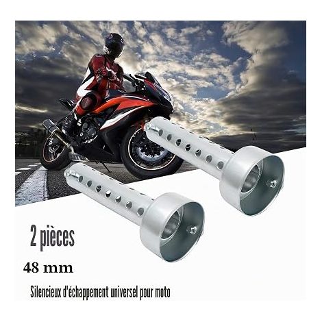 Motorcycle Muffler DB Killer Exhaust Pipe Deflector Exhaust Muffler 48mm Silver (1/4)