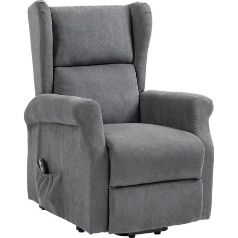 Power Lift Recliner Armchair, Electric Lift Chair for Elderly, Fabric Riser Reclining Chair with Remote Control, Side Pockets, Extended Footrest, for Living Room, Charcoal Grey (1/5)