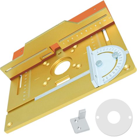 Ensemble de 3 plaques d'insertion pour table de défonceuse, en alliage d'aluminium, pour le fraisage du bois, outil auxiliaire de gravure et de découpe, établis de menuiserie (1/4)
