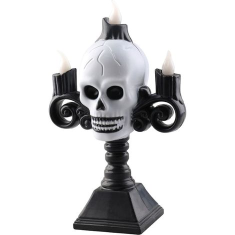 Bougie LED Crâne Vert Sans Flamme Déco Halloween Plastique 16x10x5,5cm Ambiance Mystérieuse Lumière Spectrale Fixe (1/5)