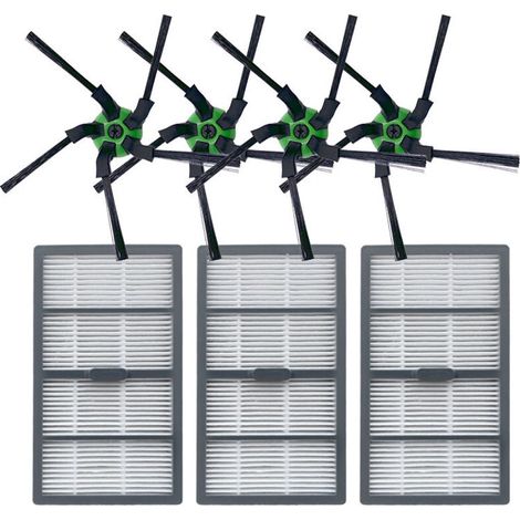 Accessoires pour Irobot Roomba S9 S9 Plus Robot Scanning, Kit de filtres pour aspirateur Pièces de rechange incluses pour Irobot Roomba S9 (4 brosses latérales, 3 filtres)