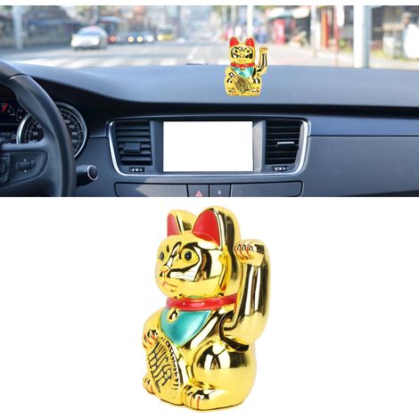 Maneki-neko, elektrische Glückskatze mit Winkearm, 20 cm, goldene Glückskatze für Zuhause und Restaurant