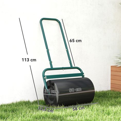 Rouleau à gazon pratique et flexible en acier, 58 cm (L) x 32,5 cm (l) x 113 cm (H), vert foncé. (1/5)