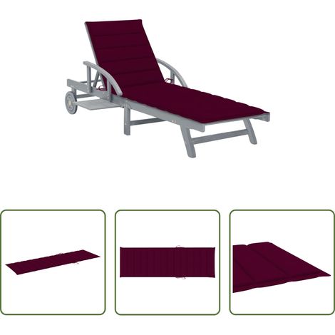 Chaise longue bois - Chaise longue de jardin avec coussin Bois d'acacia solide (1/5)
