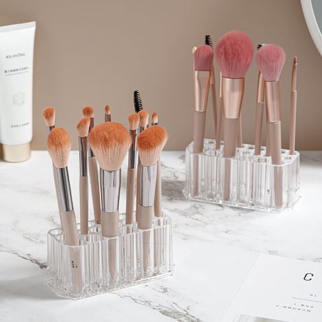 26-hole transparent acrylic makeup brush storage barrel eyebrow eyeliner display storage rack desktop finishing makeup pen holder (1/5)