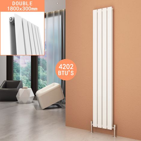 ELEGANT 1800 x 304 mm White Vertical Column Radiator Double Flat Panel Designer Bathroom Radiator (1/5)