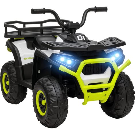 Quad électrique enfant, vert, 12V, 30 kg, réglable, avec musique, avec panier, pour enfant, conduite ludique, jeu extérieur enfant