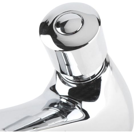Robinet de lavabo chromé à fermeture automatique et temporisée pour cuisine et salle de bain publiques, avec économie d'eau. (1/5)