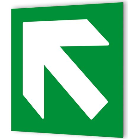 Pictogramme Flèche d'évacuation haut à gauche - Panneau signalétique en Dibond blanc - Format 20x20 cm, épaisseur 3 mm, impression UV - Fabrication française (1/5)