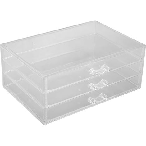 Boîte de Rangement pour Bijoux en Acrylique Transparent avec 3 Tiroirs - Idéale pour Boucles d'Oreilles et Rouges à Lèvres (1/5)