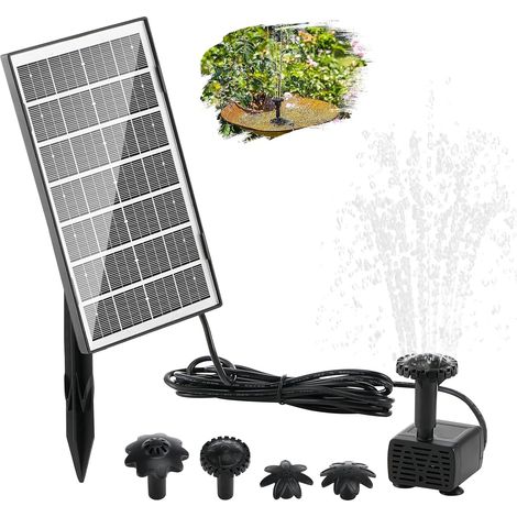 1 Pompe Solaire Bassin,3.5W,Panneau Verre,Câble 3M,5 Buses,Bain Oiseaux,Jardin (1/5)