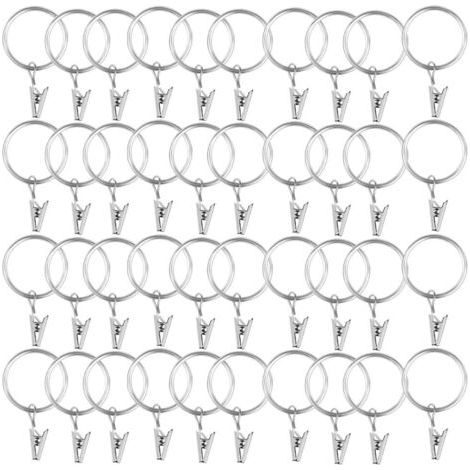 Pince pour Rideaux 40 Pièces, Pince à Rideaux, Attache Rideau Pince, Pince a Rideaux, Anneaux pour Rideaux, Métal antirouille Acier Inoxydable Métal Anneaux Clip Rideau pour Rideau