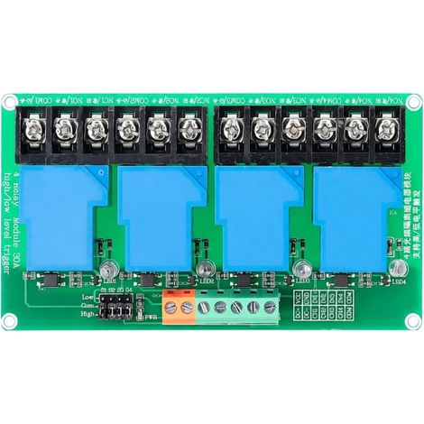 Module relais 4 canaux 30A – Optocoupleur intégré – Déclenchement haut/bas – Alimentation 12V – Polyvalent (1/5)