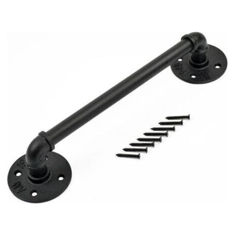 FENOPLASTICAMain courante escalier en fer forgé 30cm Tube de 3cm Support mural 200kg Installation facile pour intérieur et extérieur (1/4)