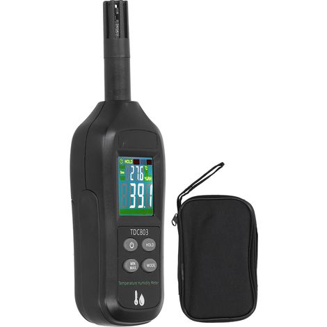 Thermomètre Hygromètre Numérique TDC803, Écran LCD Couleur 4 Chiffres, Capteur Température Humidité Précision, Appareil de Mesure Mural Intérieur, Affichage Digital avec Horloge (1/5)