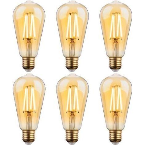 Ampoule LED E27 Vintage, 6 Pièces Edison Ampoule E27 4W ST64 E27 Filament Edison Rétro Ampoules de Décorative LED Filament Lampe Blanc Chaud Antique Ampoule pour la Maison Restaurant Café Bar (1/5)