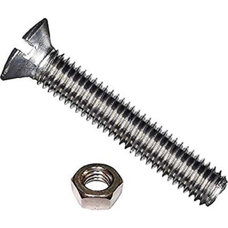 Vis d'assemblage à tête fraisée/fente avec écrou plaquée au zinc brillant, Set de 100 Pièces (1/2)