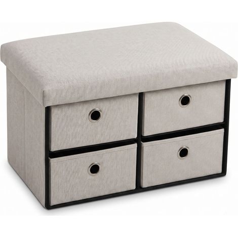 Coffre de rangement avec assise, 4 tiroirs, 60 x 38 x 38 cm (1/2)