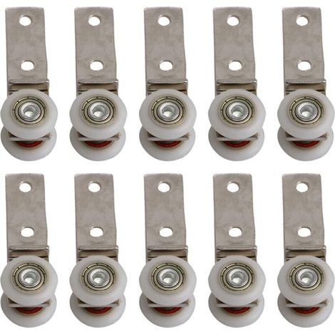 6,5 x 1,9 cm Coude de conduit en métal Roulement Bloc de poulie avec deux Plastique de roue pour porte coulissante fenêtre Cabinet NPTERBL (1/4)